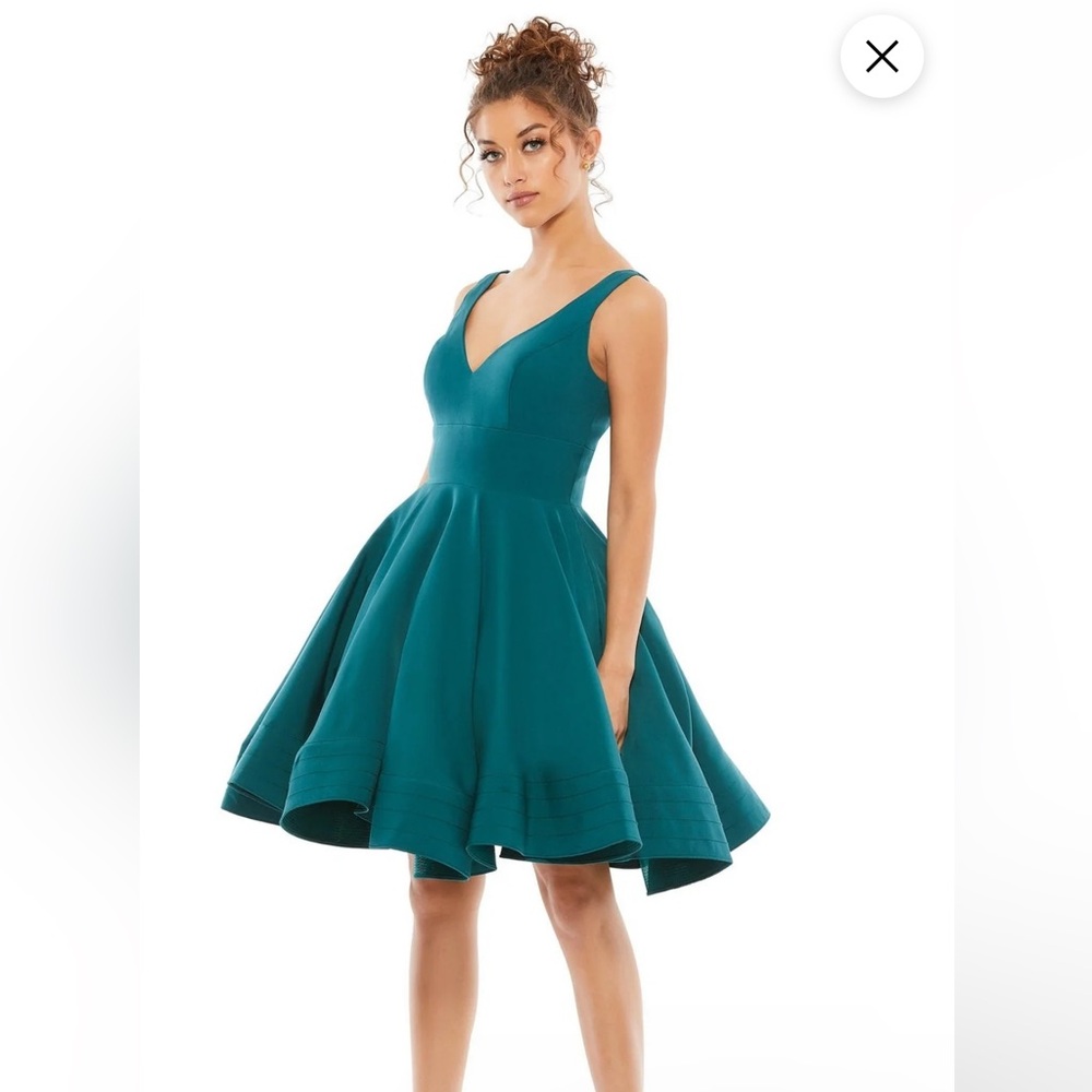 NWT Teal Fit and Flare Sleeveless Cocktail Mini Dress Ieena for Mac Duggal